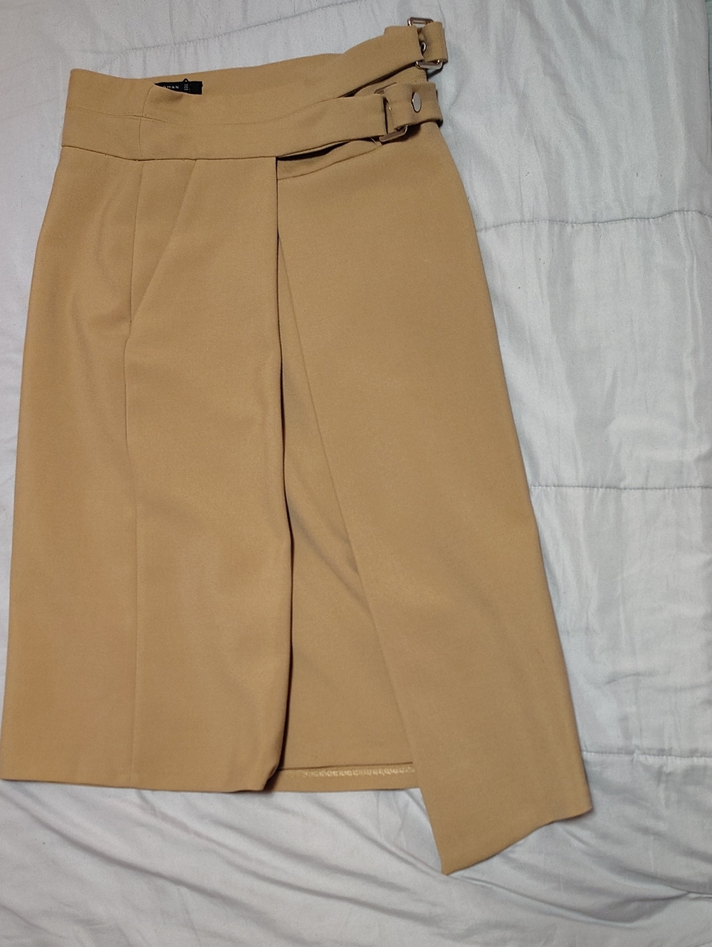 Zara Woman Camel Asymmetrical Belted Skirt